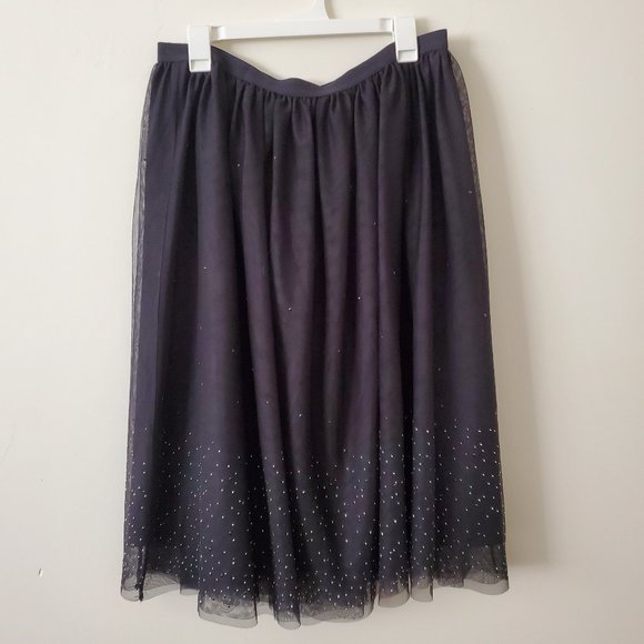 Black Mesh Skirt with Silver Sequins - Picture 1 of 2